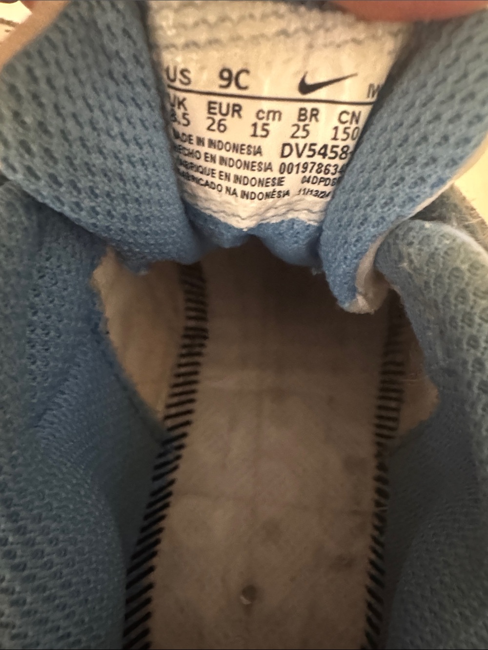Nike Kids White and Light Blue Velcro Sneakers - Picture 6 of 6